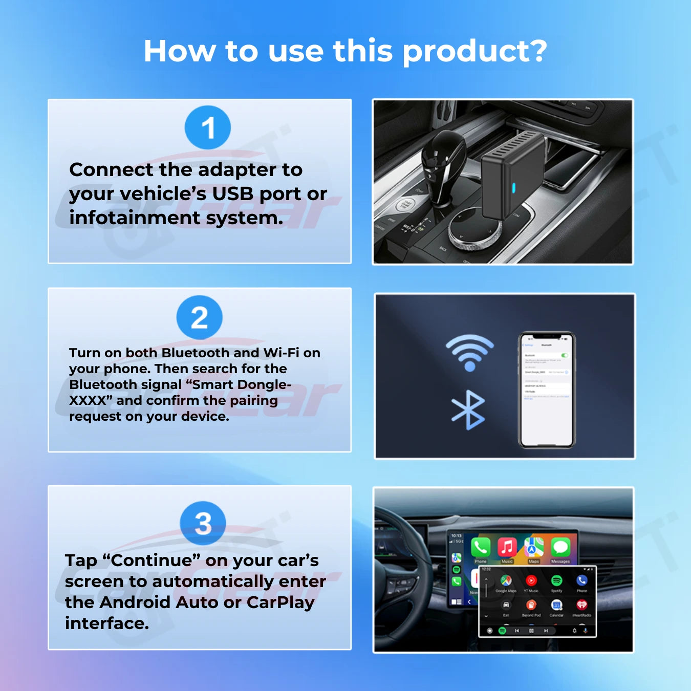 CarConnect Mini 2-in-1 Wireless CarPlay & Android Auto Adapter – Car Gear